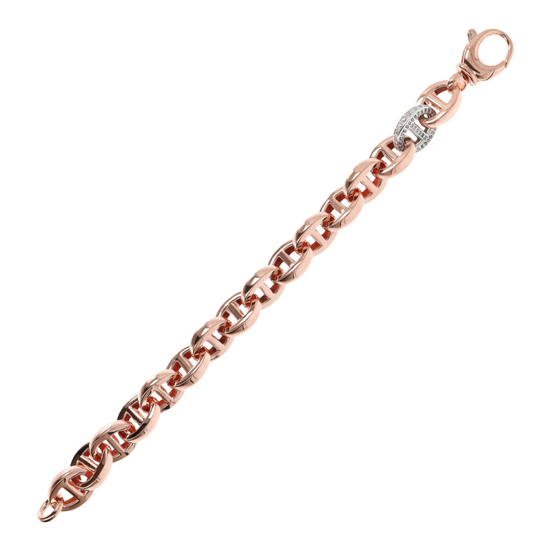 Marina Chain Bracelet and Pavé Element in Cubic Zirconia