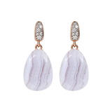 Drop Dangle Earrings with Natural Stone and Cubic Zirconia