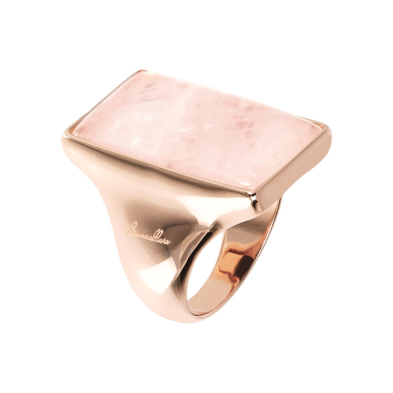 Chevalier Ring with Rectangular Natural Stone