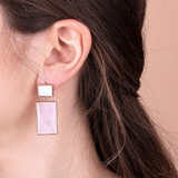 Rectangular Pendant Earrings in Natural Stone