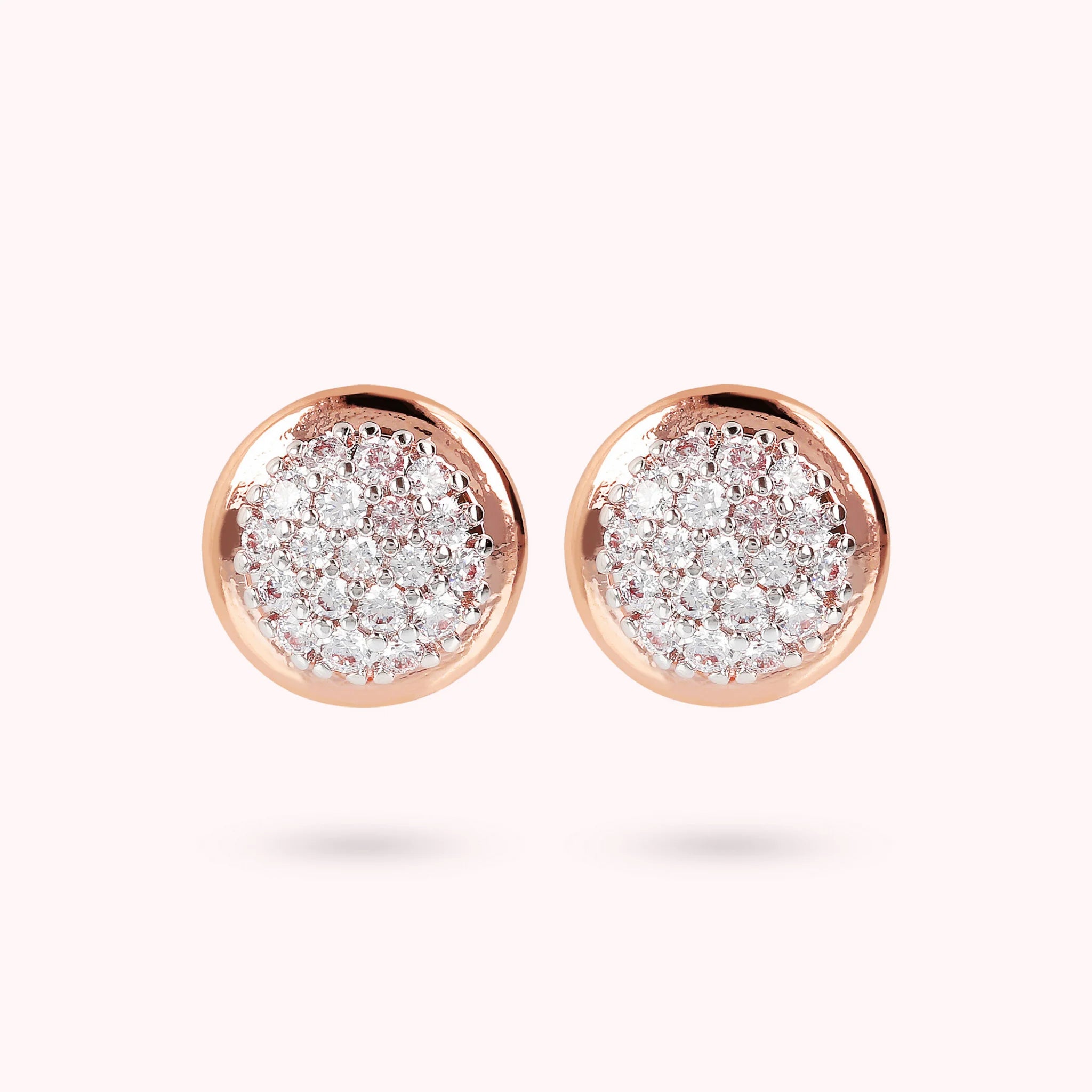 Orecchini a Bottone con Pavé in Cubic Zirconia