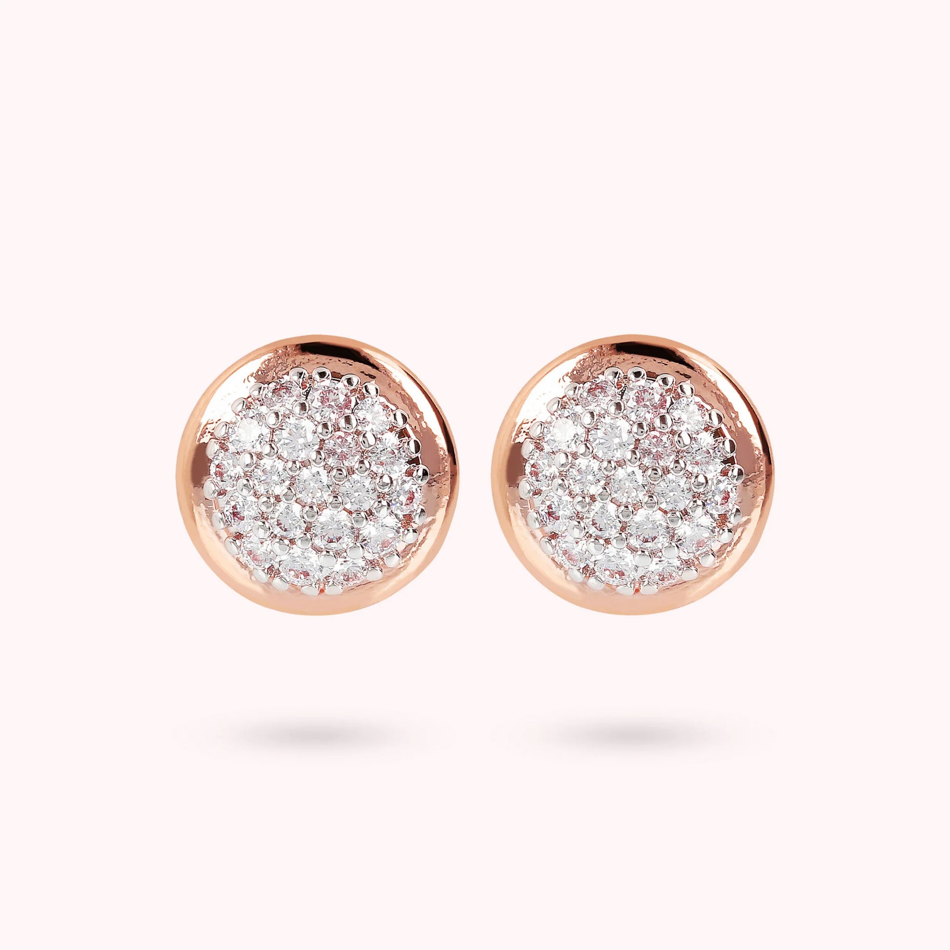 Orecchini a Bottone con Pavé in Cubic Zirconia