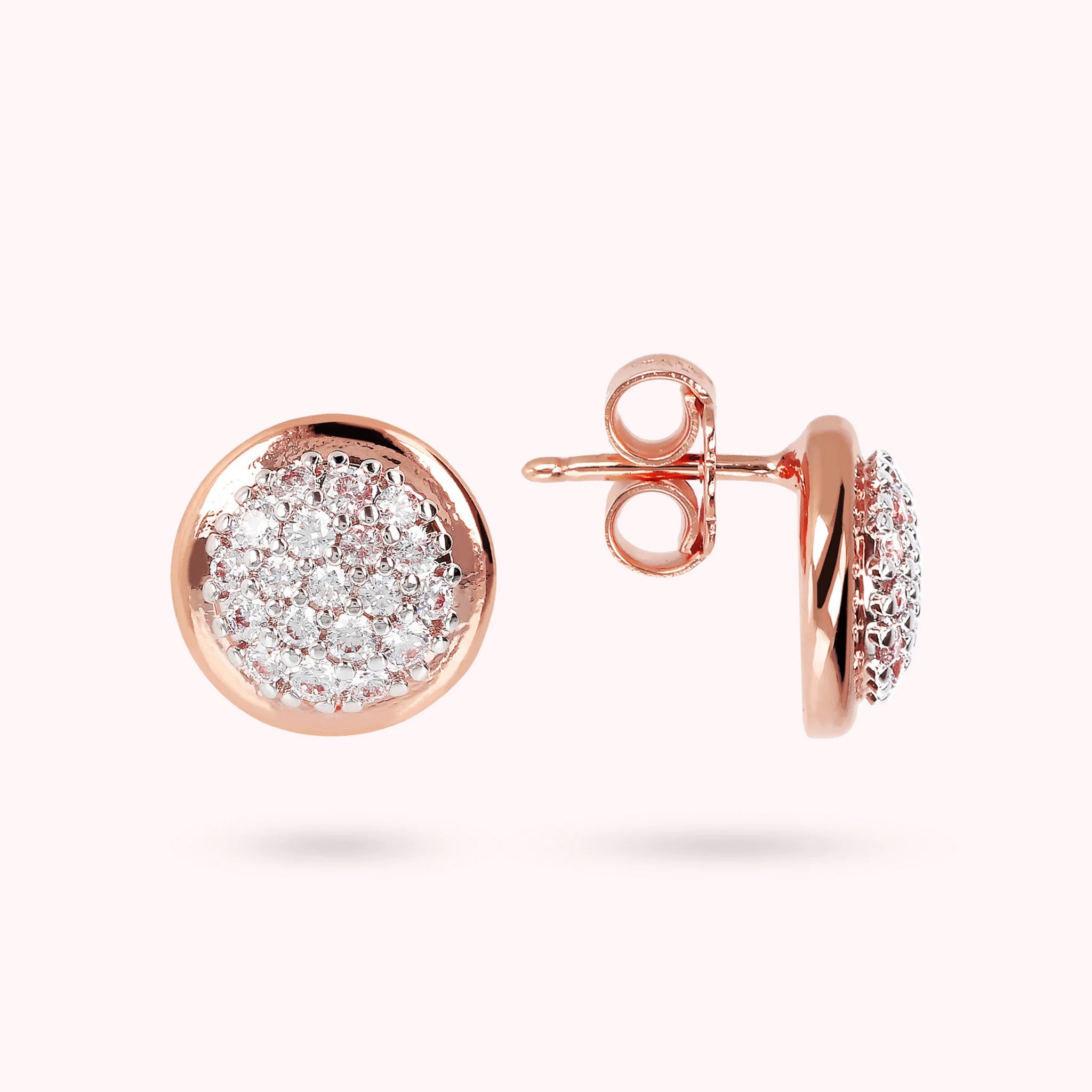 Orecchini a Bottone con Pavé in Cubic Zirconia
