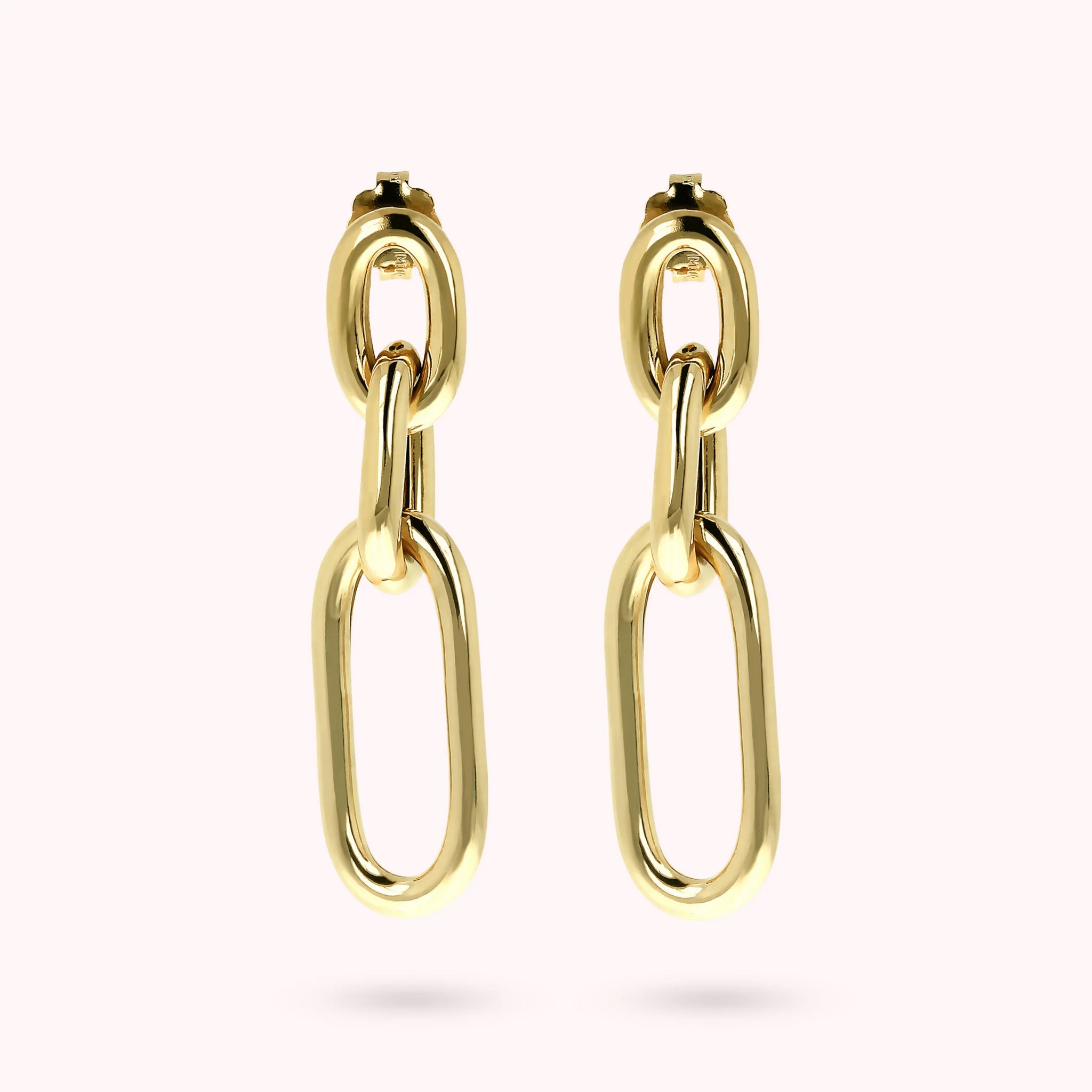 Golden Dangle Earrings with Alternating Links