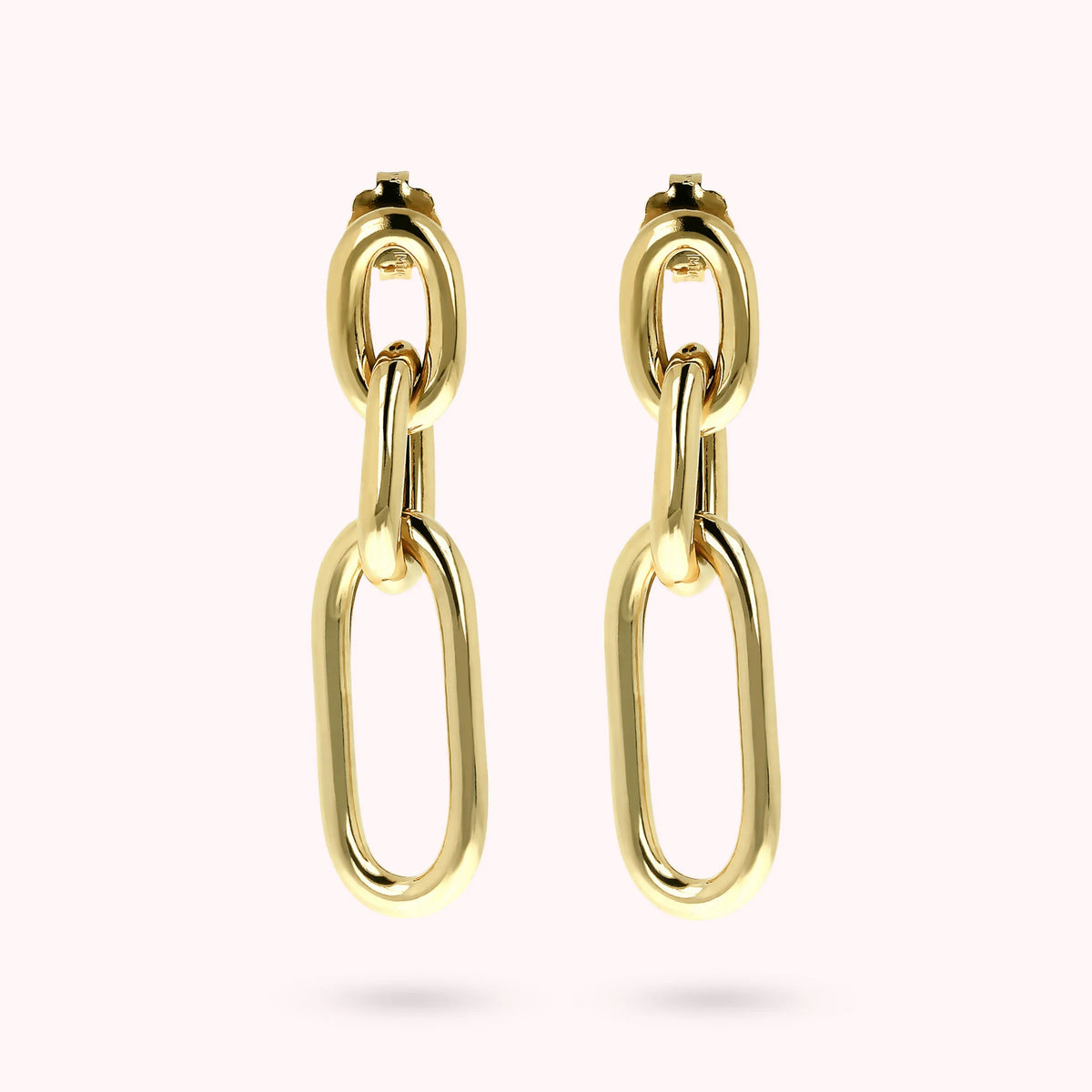 Golden Dangle Earrings with Alternating Links