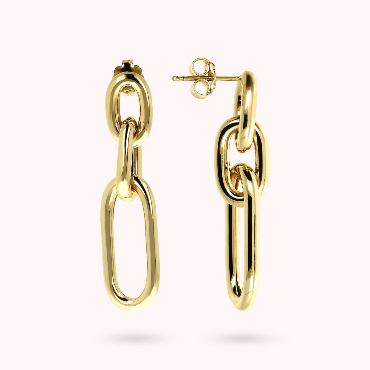 Golden Dangle Earrings with Alternating Links