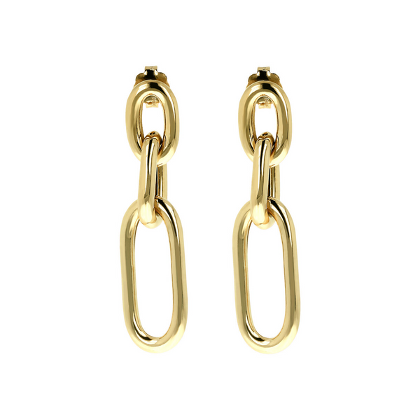 Boucles d'oreilles pendantes dorées avec maillons alternatifs