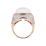 Chevalier Ring with Square White Agate and Pavé