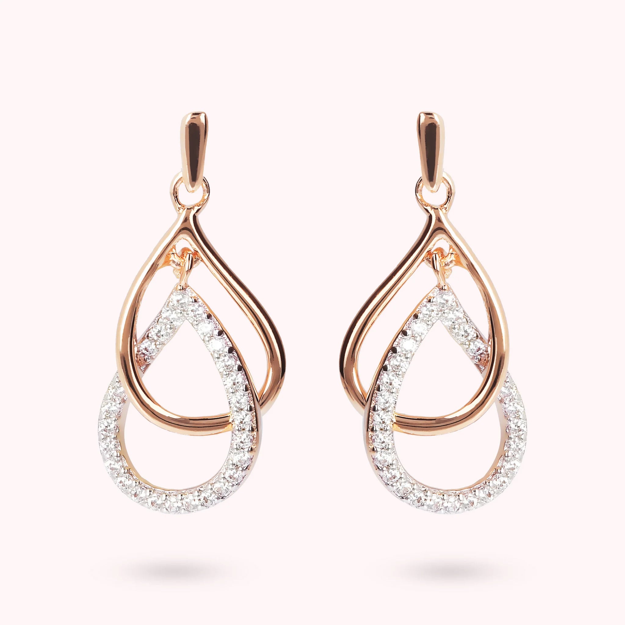 Cubic Zirconia Double Drop Earrings