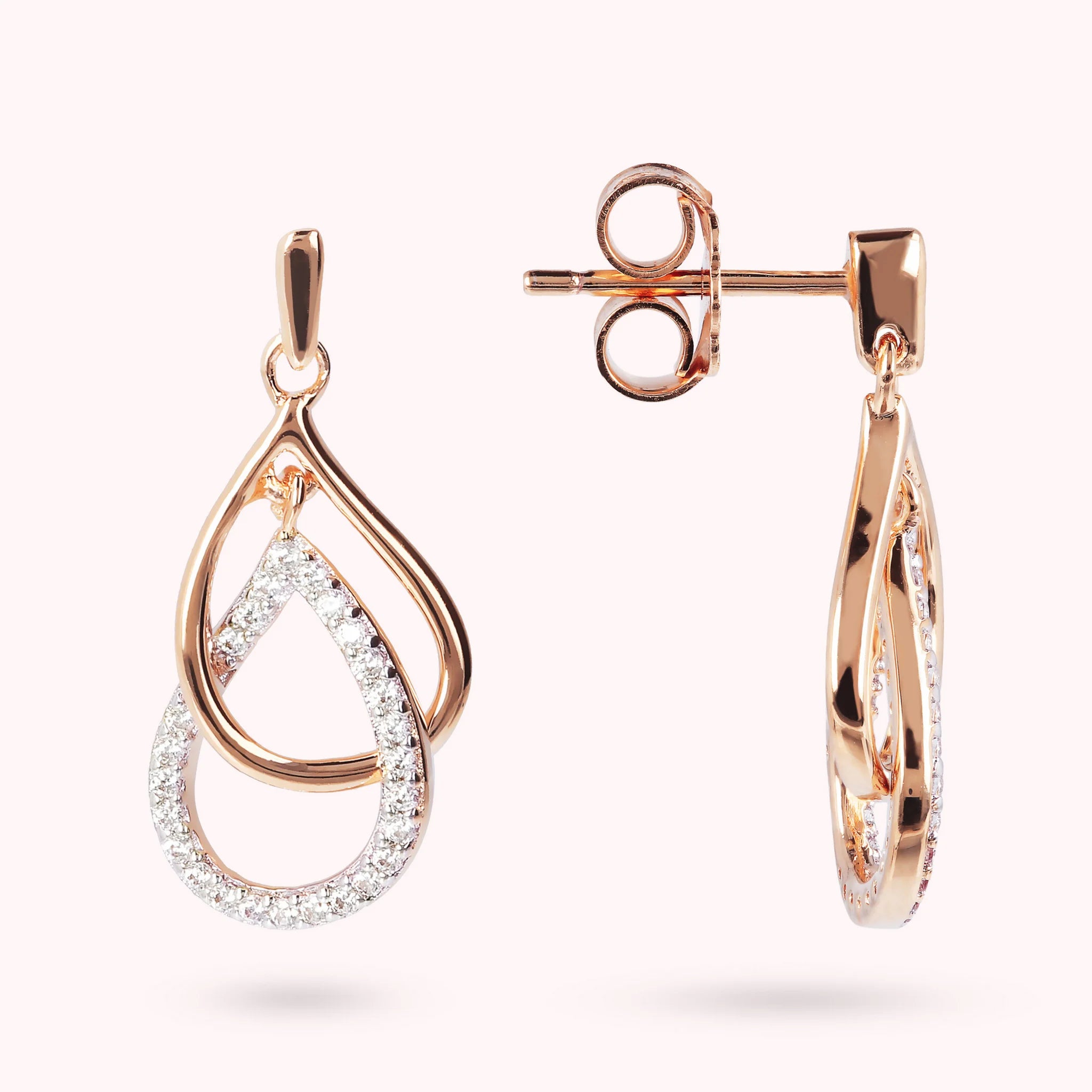 Cubic Zirconia Double Drop Earrings