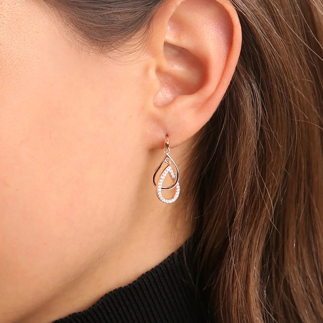 Cubic Zirconia Double Drop Earrings