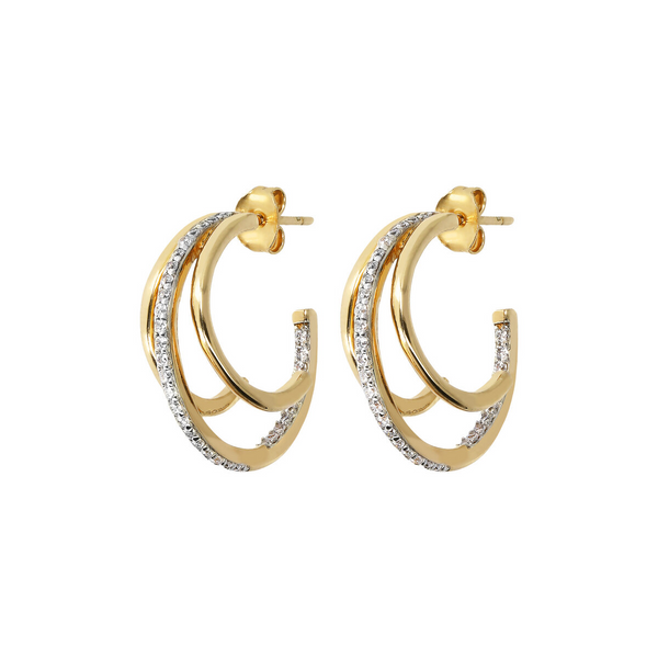 Golden Circle Earrings with Cubic Zirconia