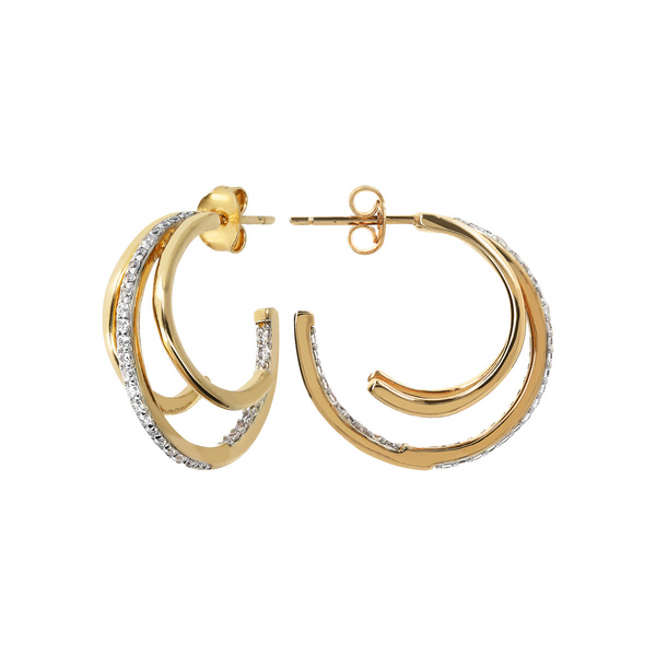Golden Circle Earrings with Cubic Zirconia