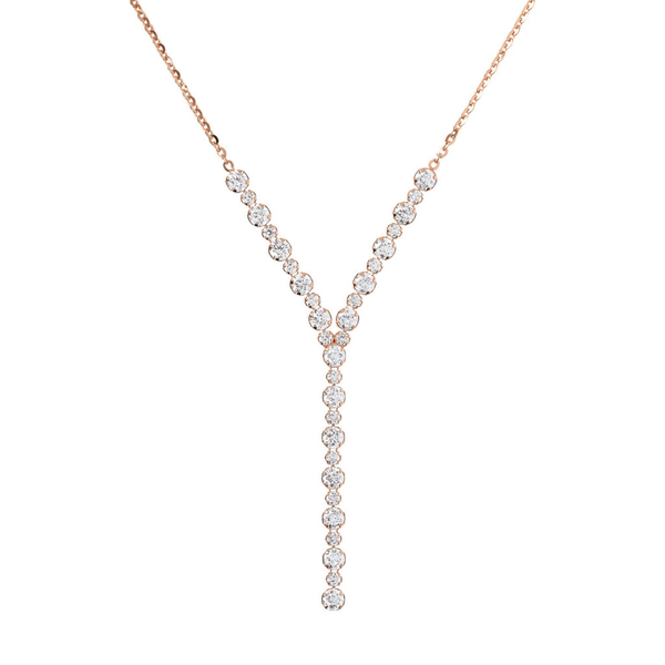 Tie Necklace with Forzatina Chain and Central Tennis in Cubic Zirconia
