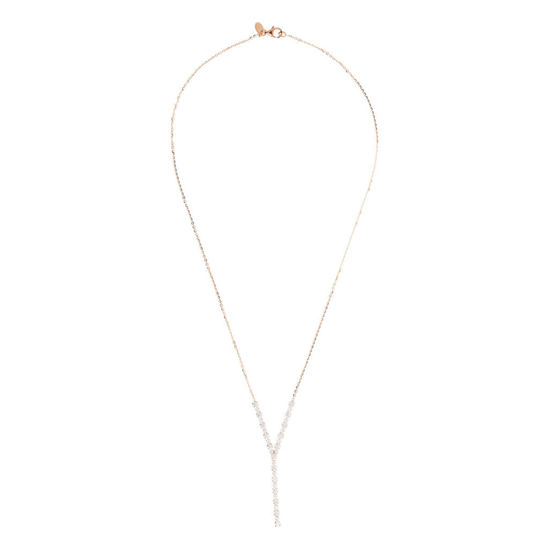 Tie Necklace with Forzatina Chain and Central Tennis in Cubic Zirconia