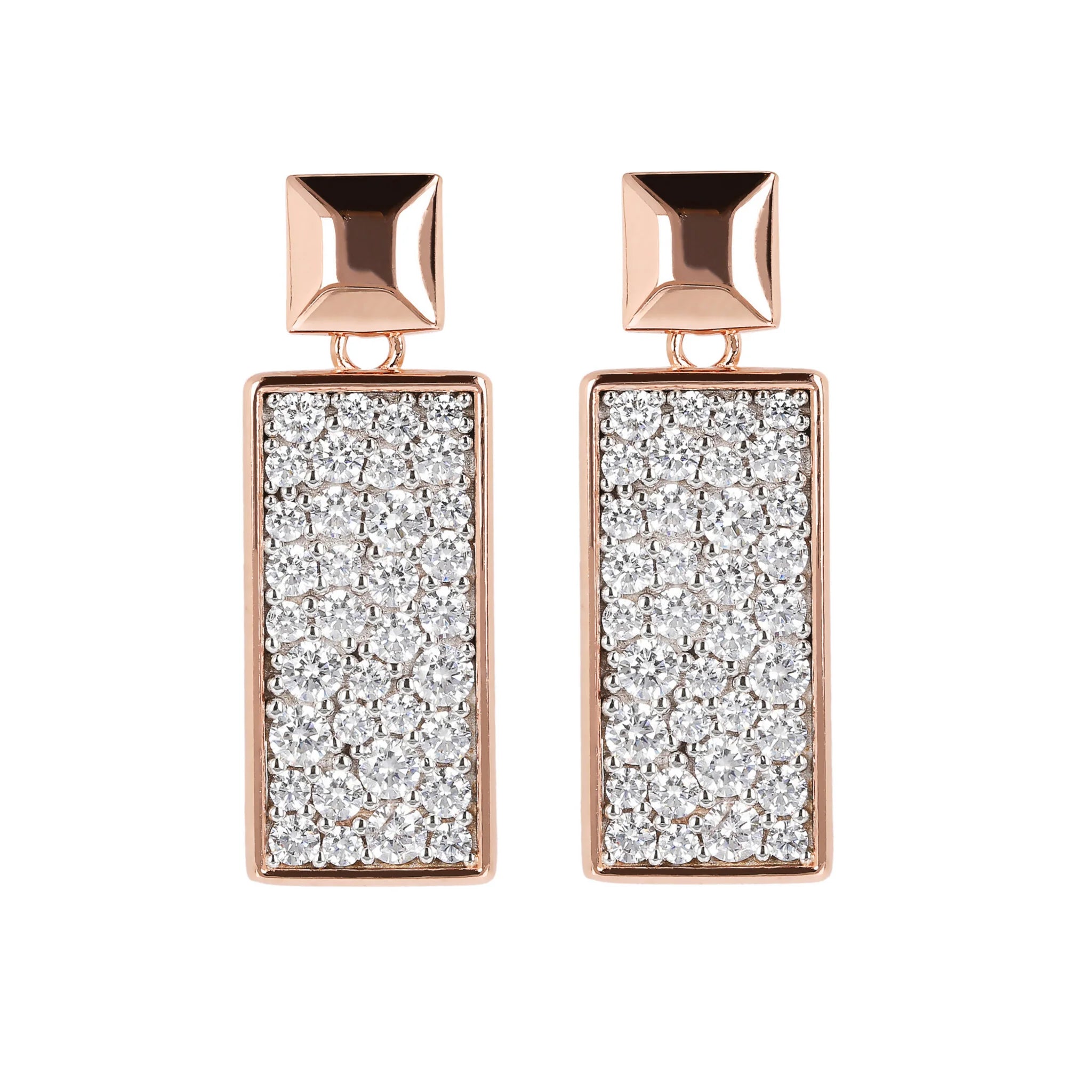 Rectangular Earrings with Pavé