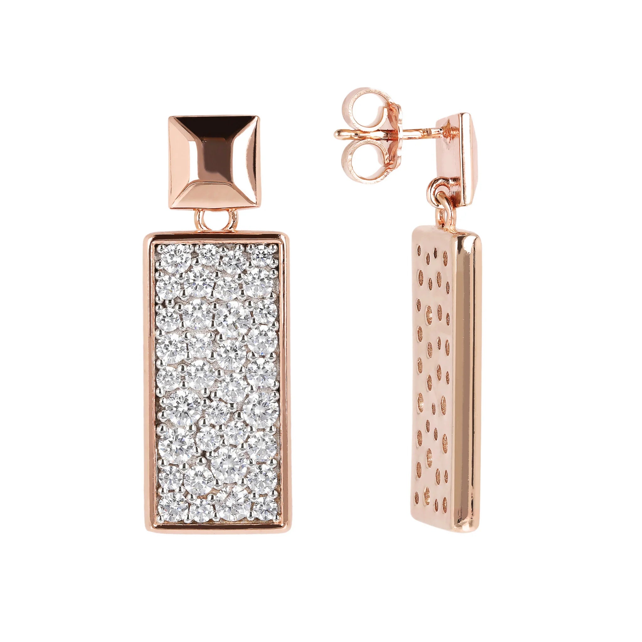 Rectangular Earrings with Pavé