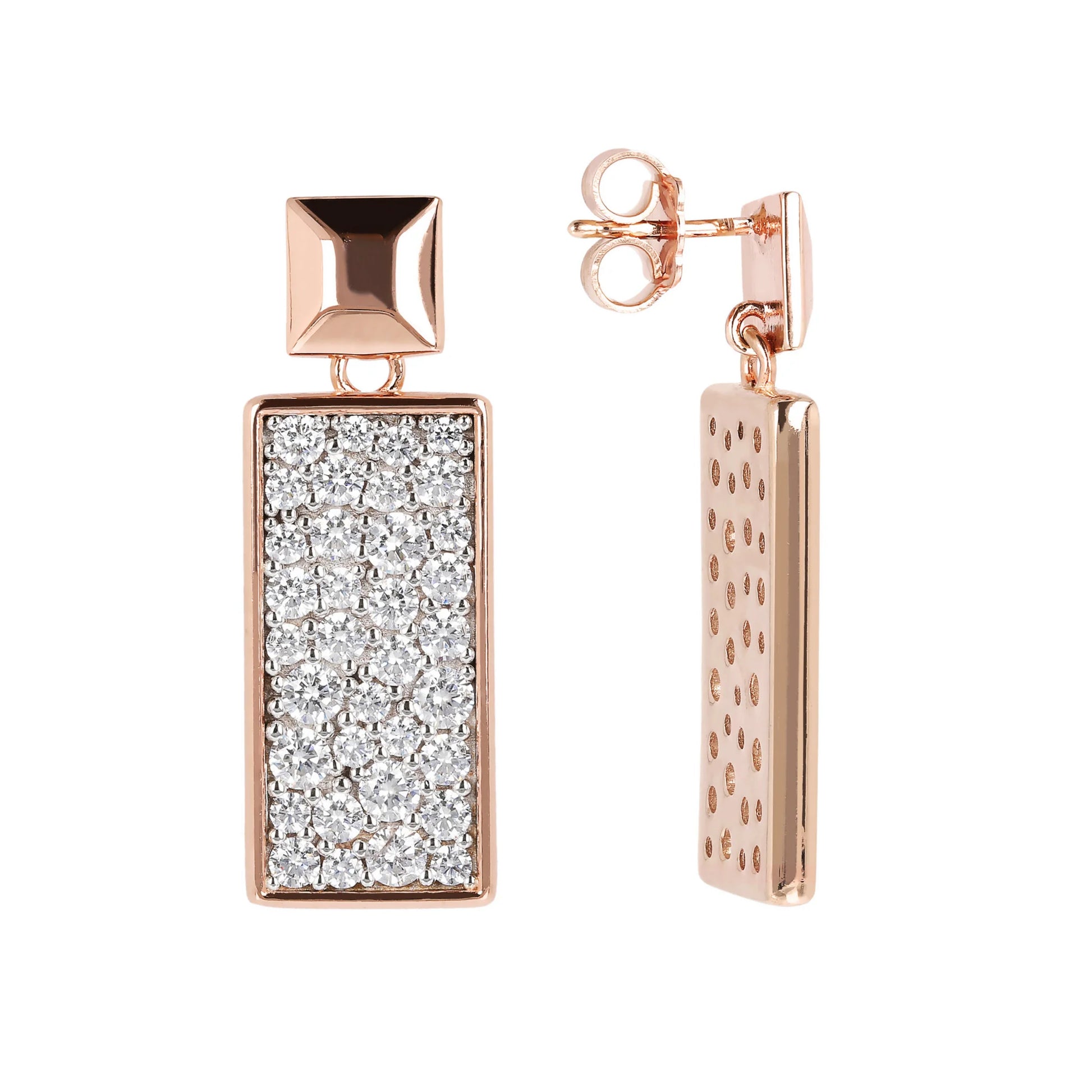 Rectangular Earrings with Pavé