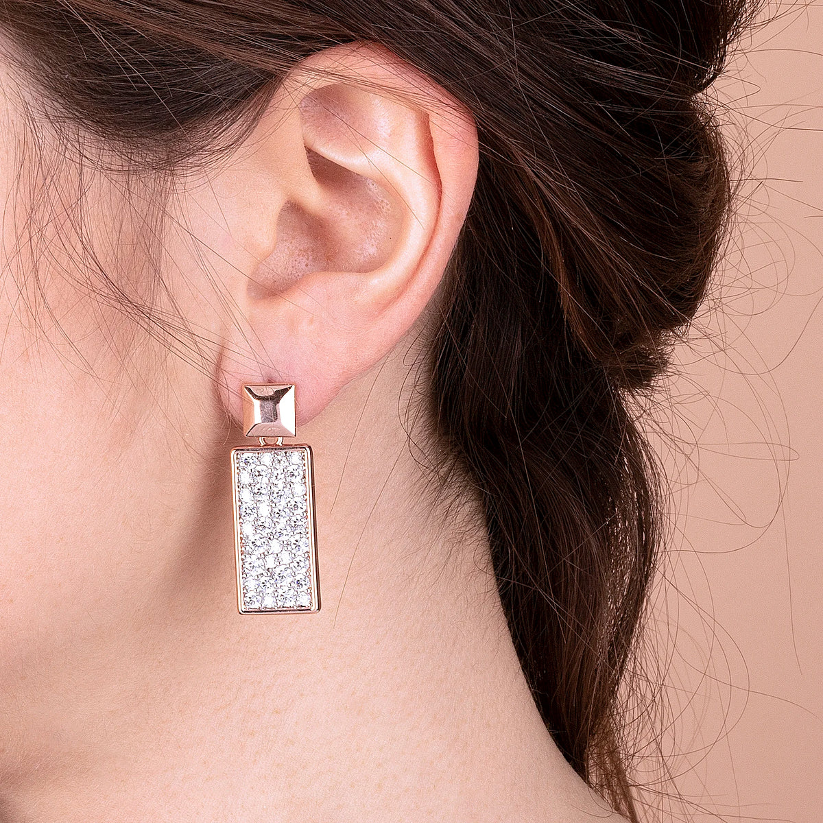 Rectangular Earrings with Pavé