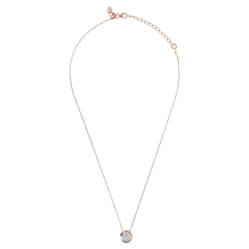 Necklace with Round Pavé Pendant in Cubic Zirconia