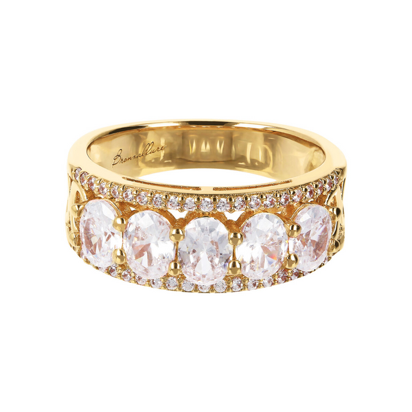 Golden Riviera Ring with Light Points in Cubic Zirconia