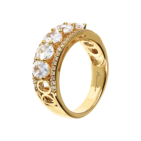 Golden Riviera Ring with Light Points in Cubic Zirconia