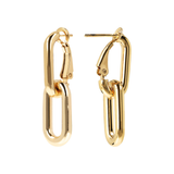 Golden Pendant Earrings with Elongated Forzatina Paperclip 