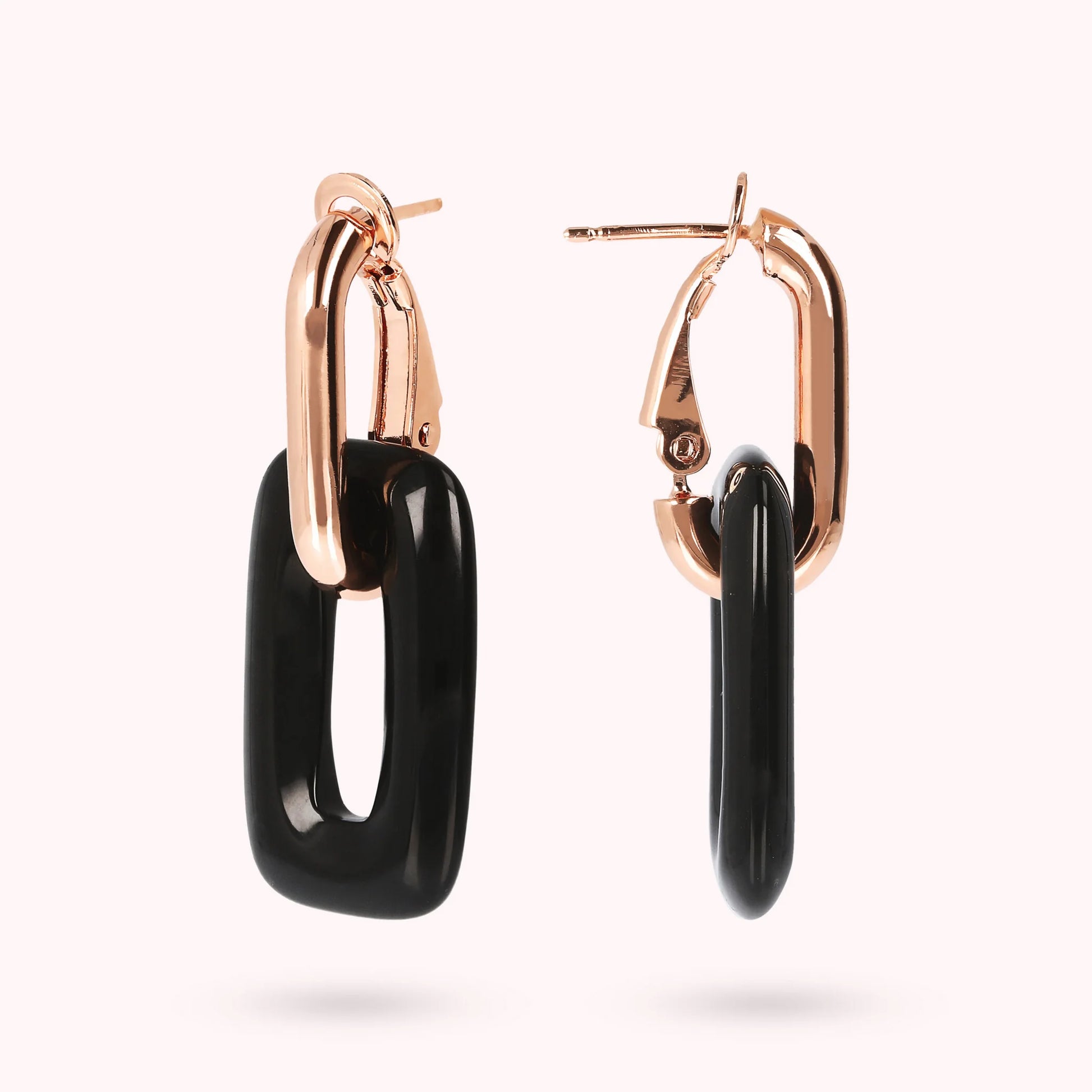 Boucles d'Oreilles Pendantes Maille Rectangulaire en Pierre Naturelle