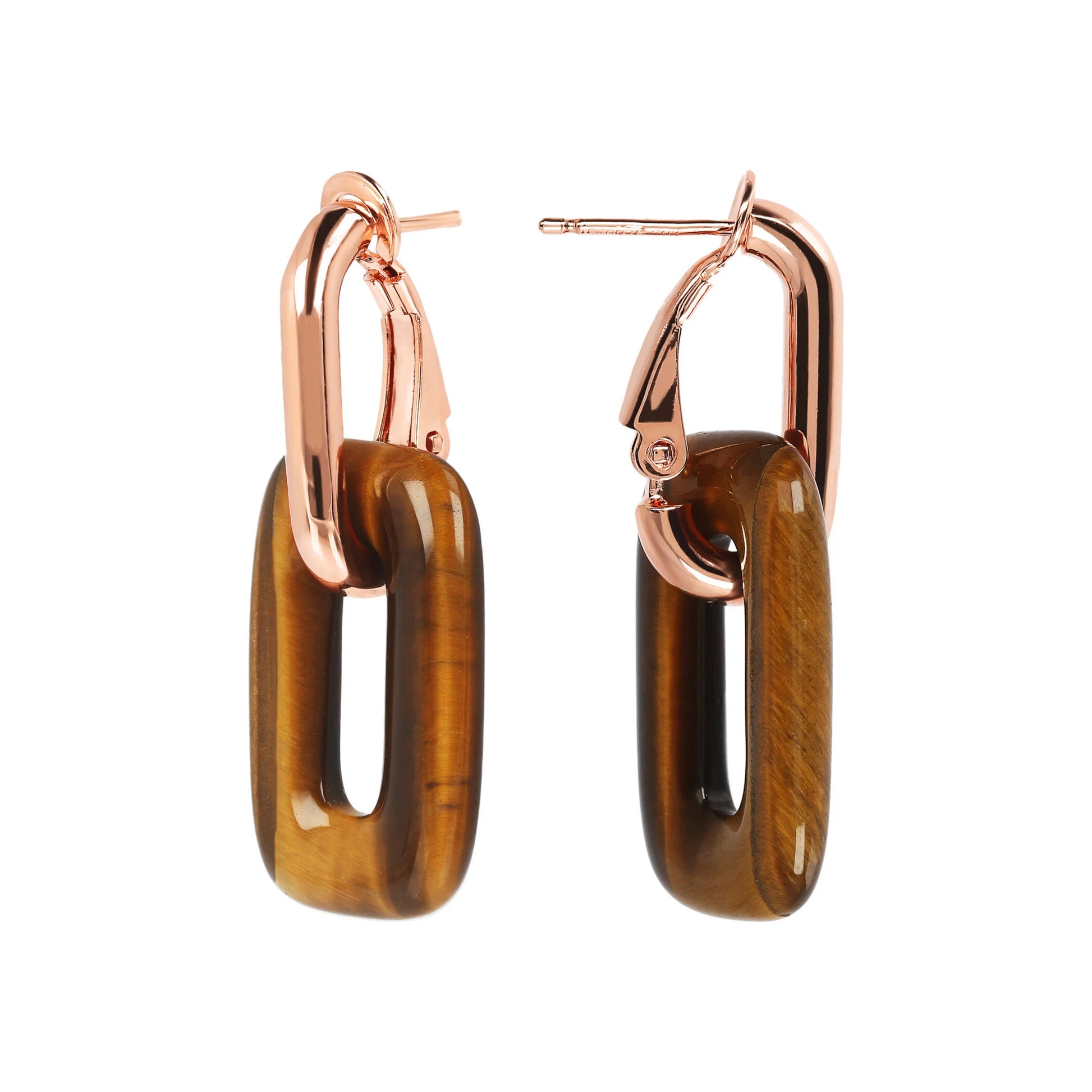 Boucles d'Oreilles Pendantes Maille Rectangulaire en Pierre Naturelle