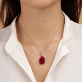 Necklace with Drop Pendant in Natural Stone and Cubic Zirconia