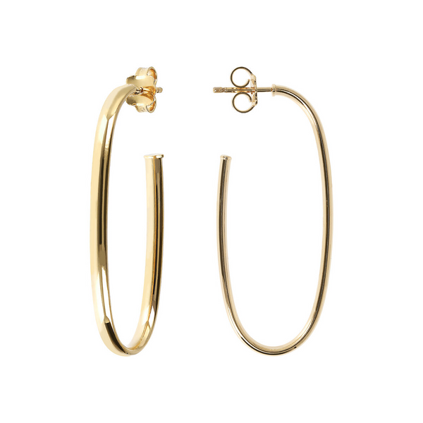 Golden Semi-oval Pendant Earrings
