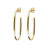 Golden Semi-oval Pendant Earrings