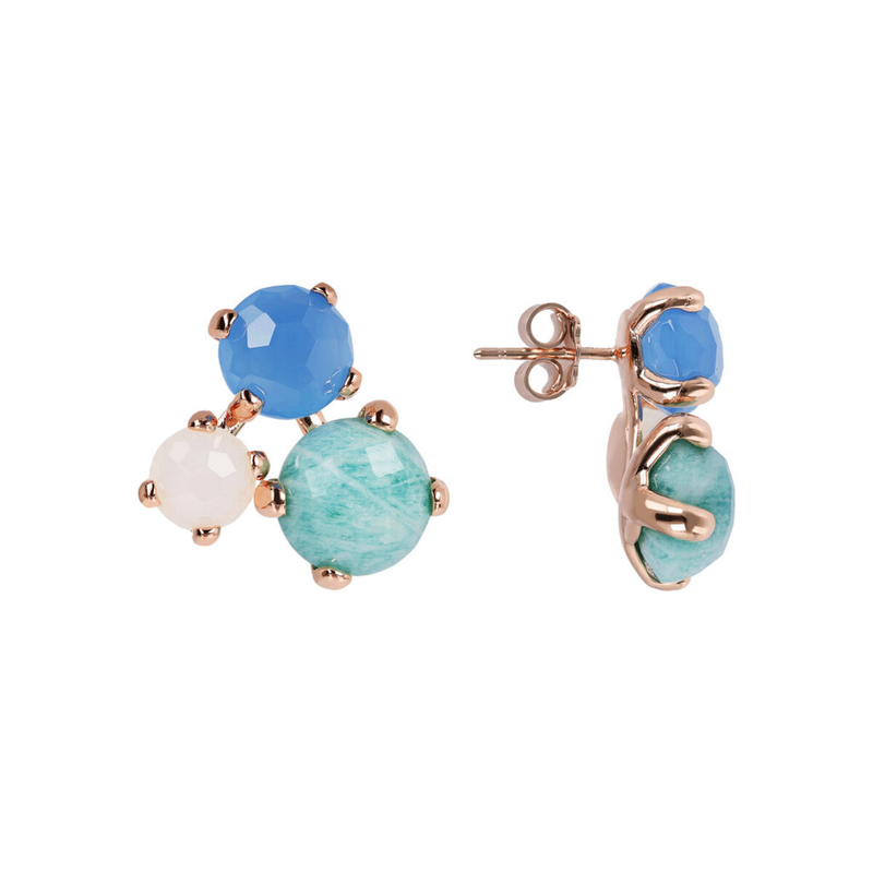 Trilogy Stud Earrings with Natural Stones