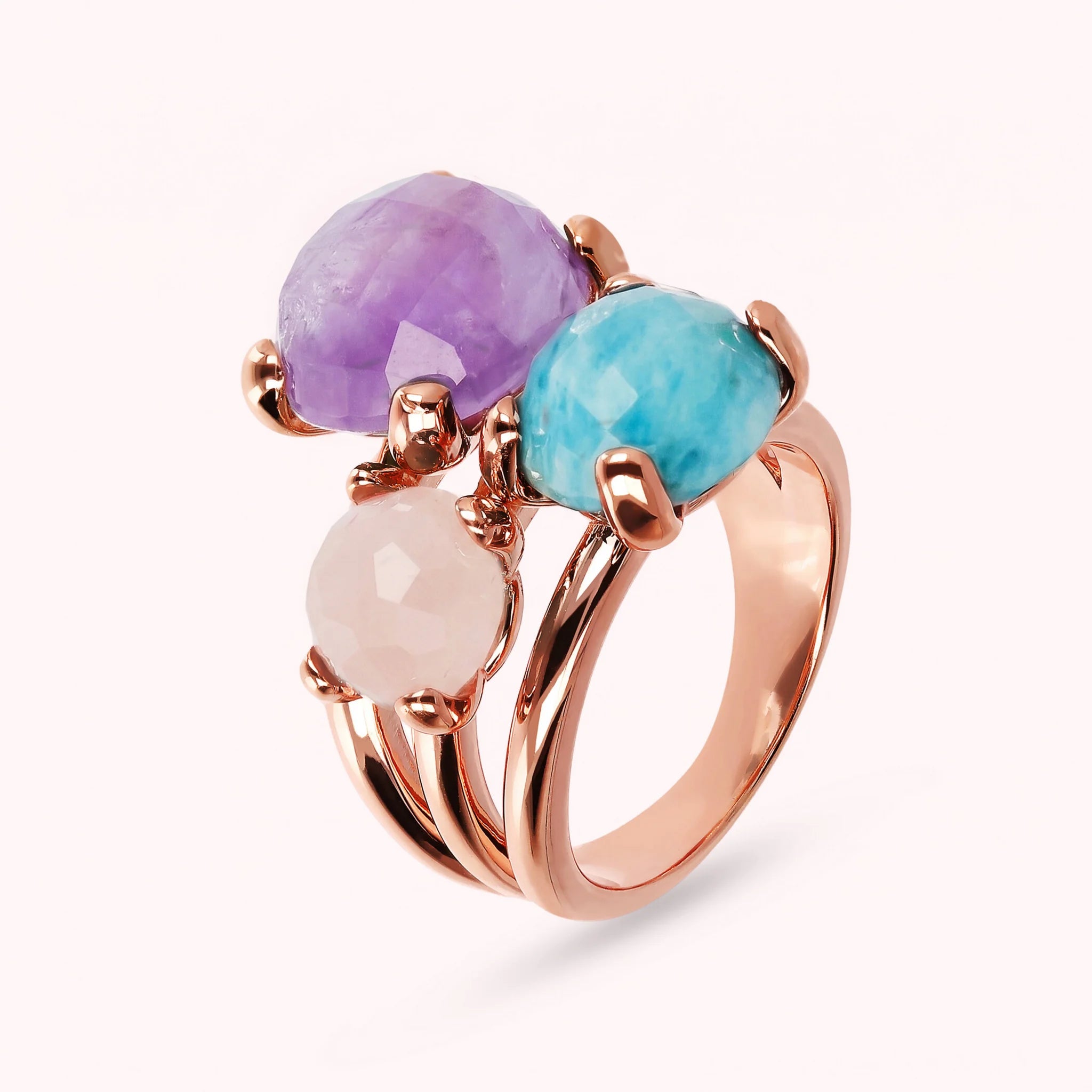 Anello Trilogy Multifilo con Pietre Naturali
