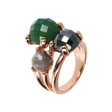 Multi-strand Trilogy Ring with Natural Stones