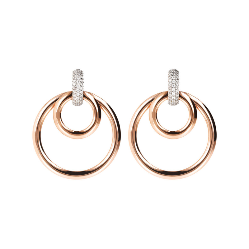 Double Circle and Pavé Pendant Earrings