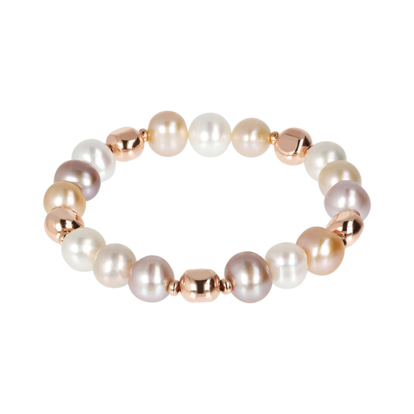 Stretch Bracelet with Golden Rose Nuggets and Pearls Ø 9/10 mm