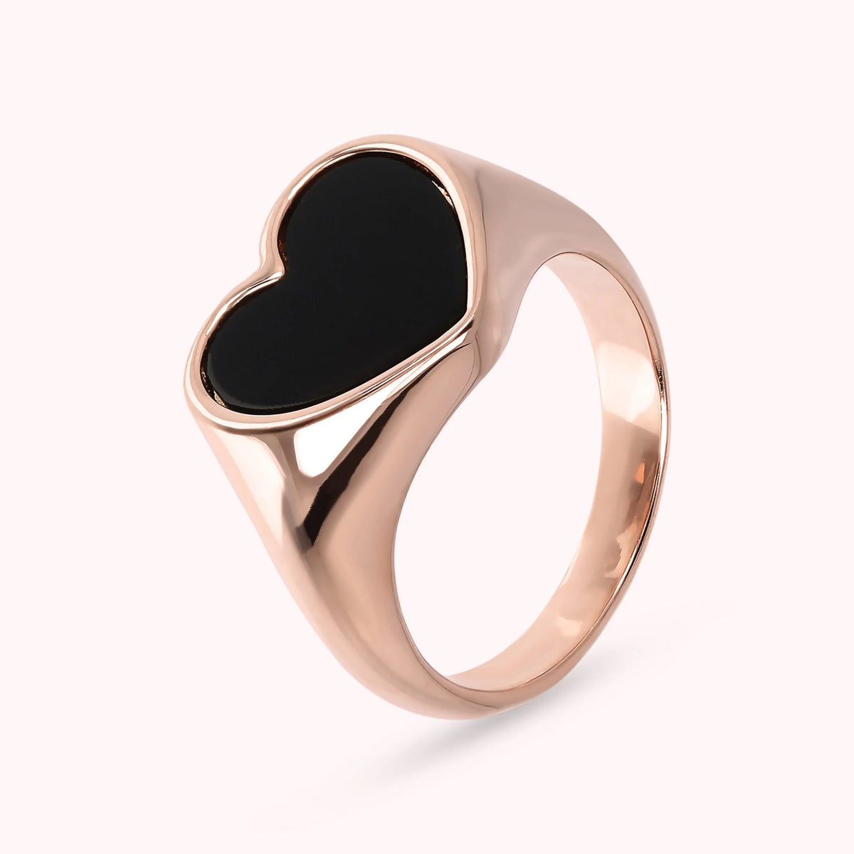 Natural Stone Heart Signet Ring