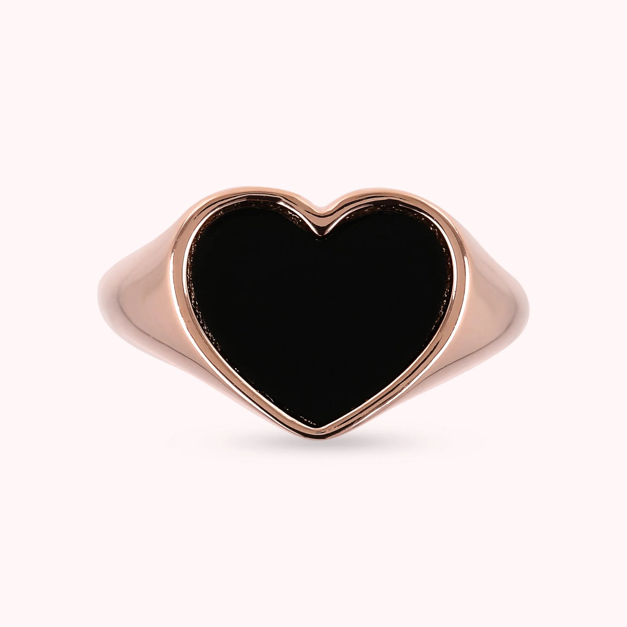 Natural Stone Heart Signet Ring