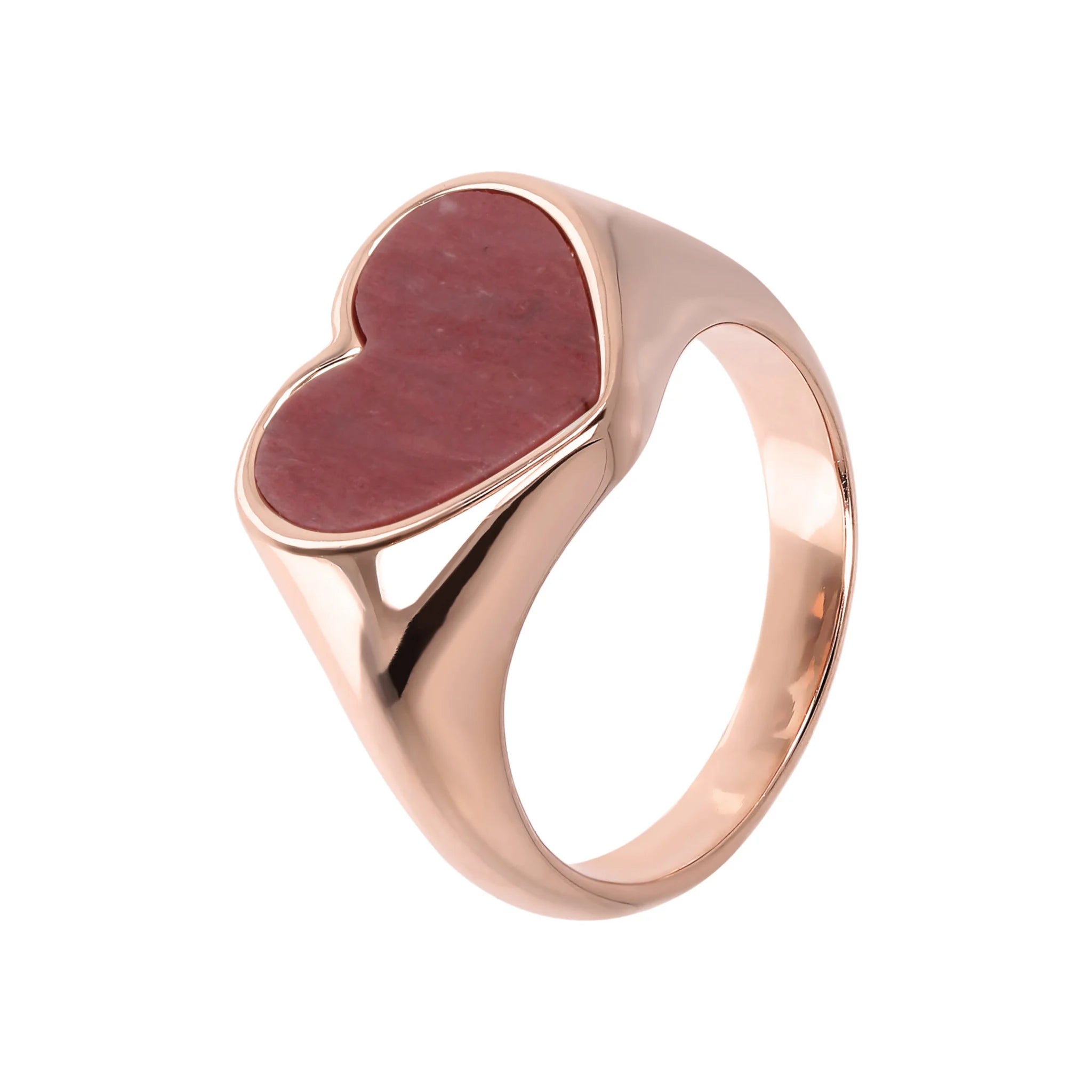 Natural Stone Heart Signet Ring