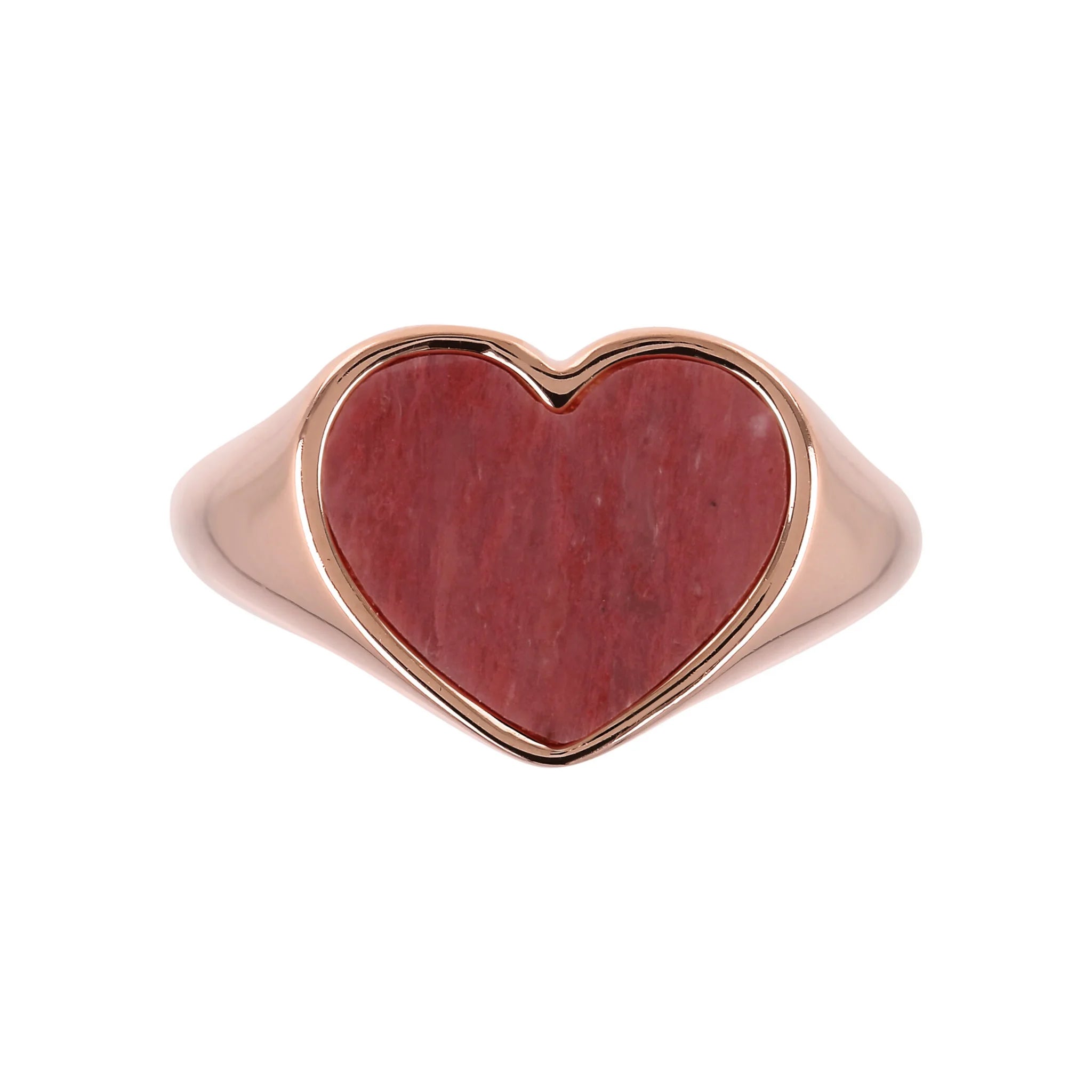 Natural Stone Heart Signet Ring