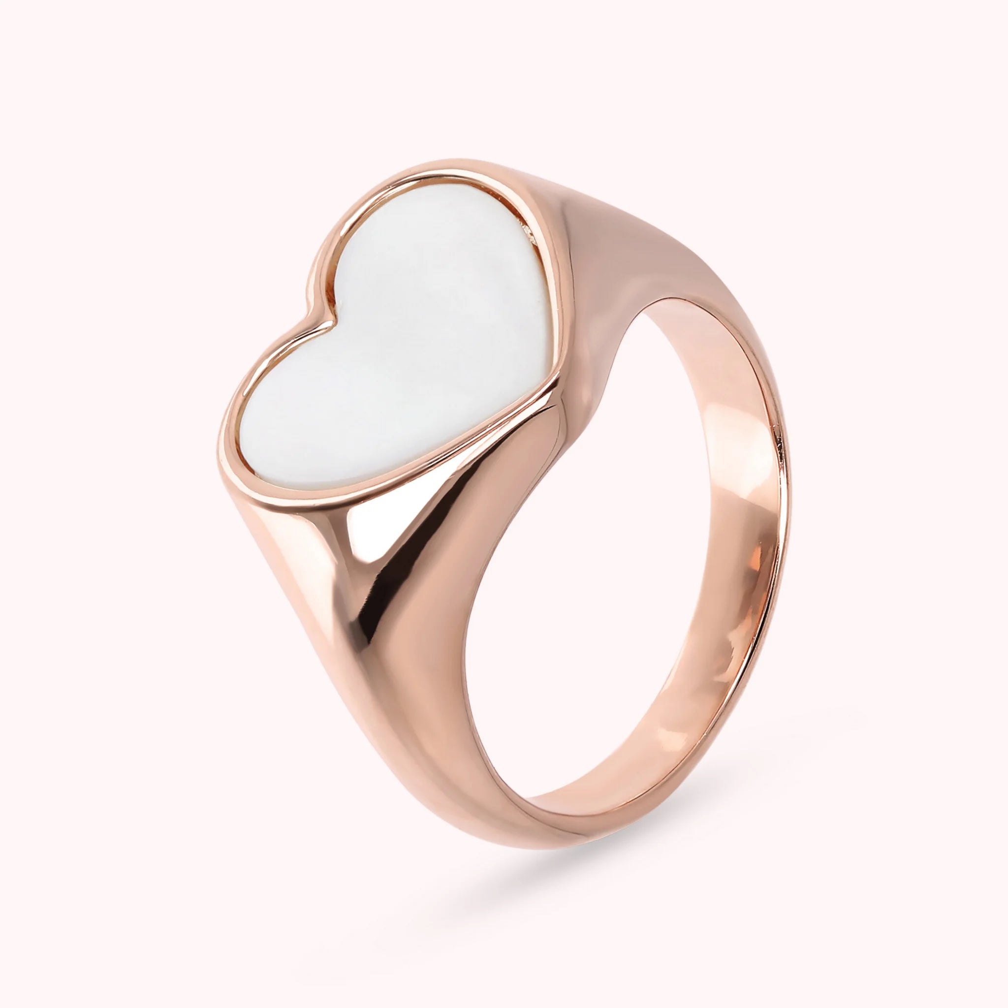 Natural Stone Heart Signet Ring