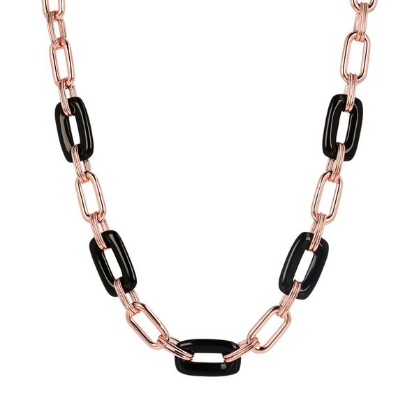 Necklace with Rectangular Links in Natural Stone