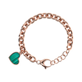 Rolo Chain Bracelet with Natural Stone Heart Pendant