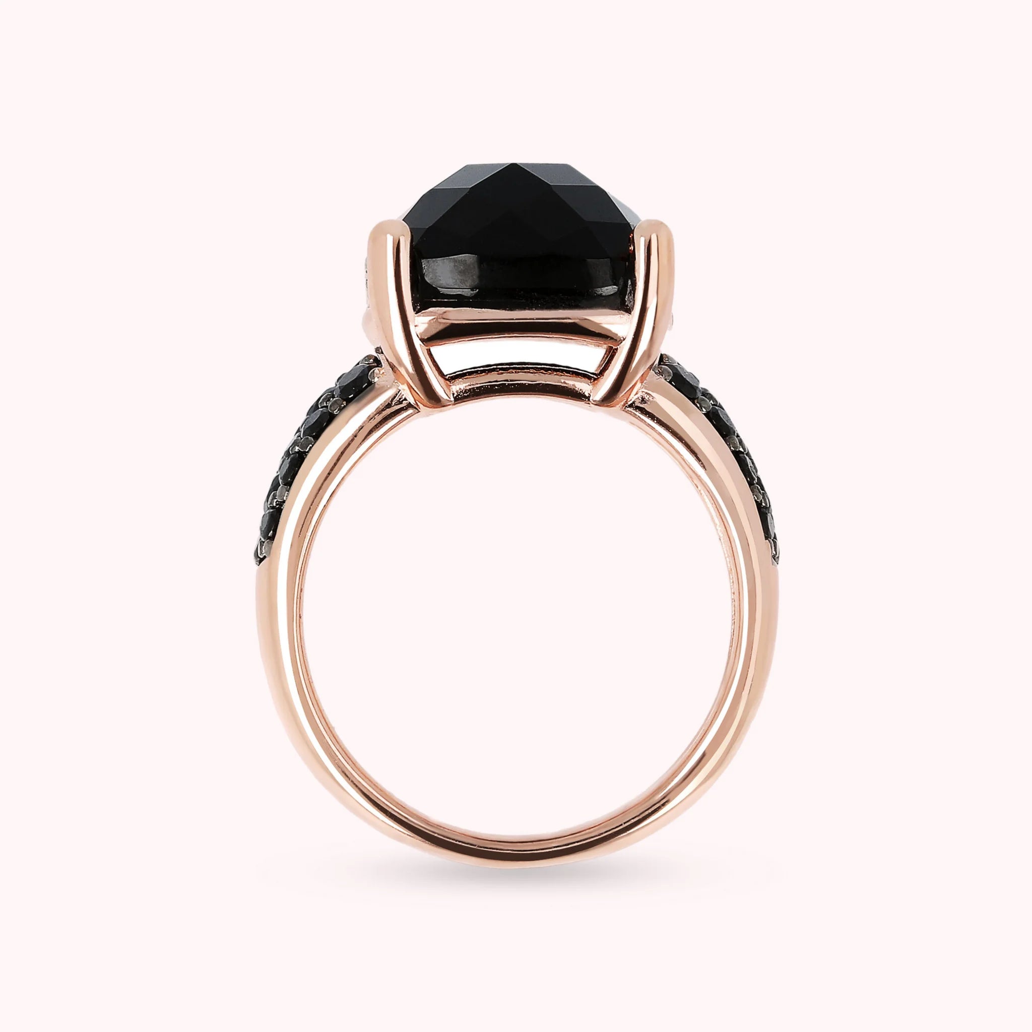 Faceted Stone and Pavé Ring
