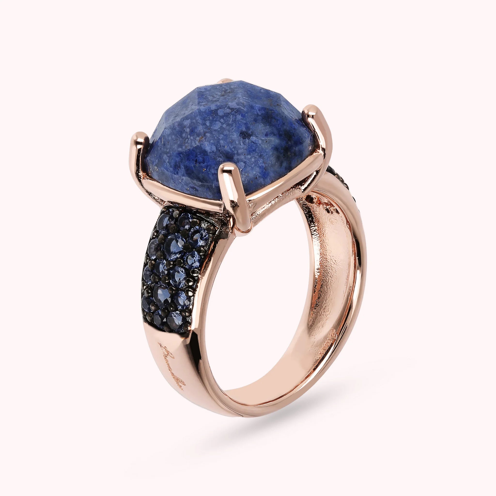 Faceted Stone and Pavé Ring