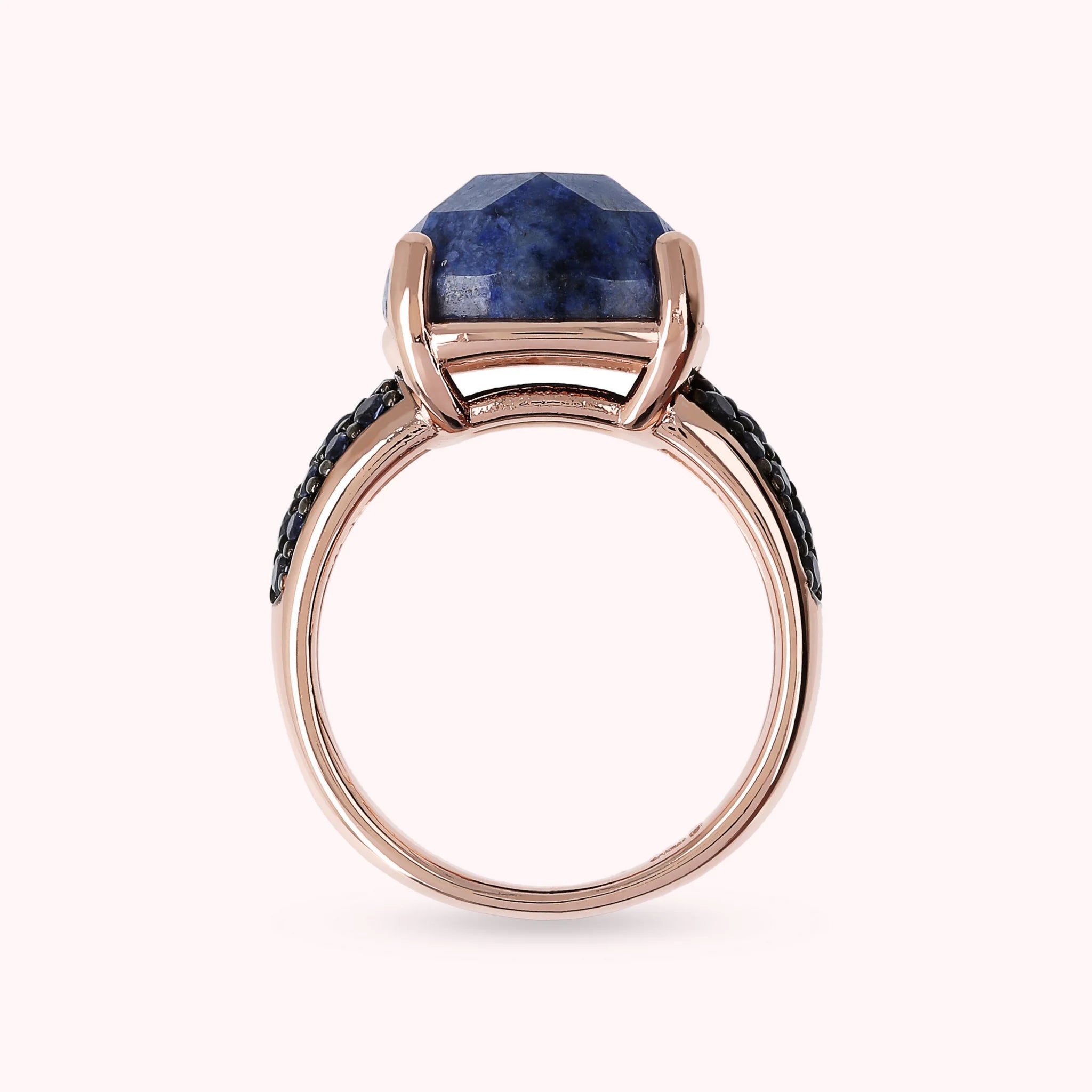 Faceted Stone and Pavé Ring