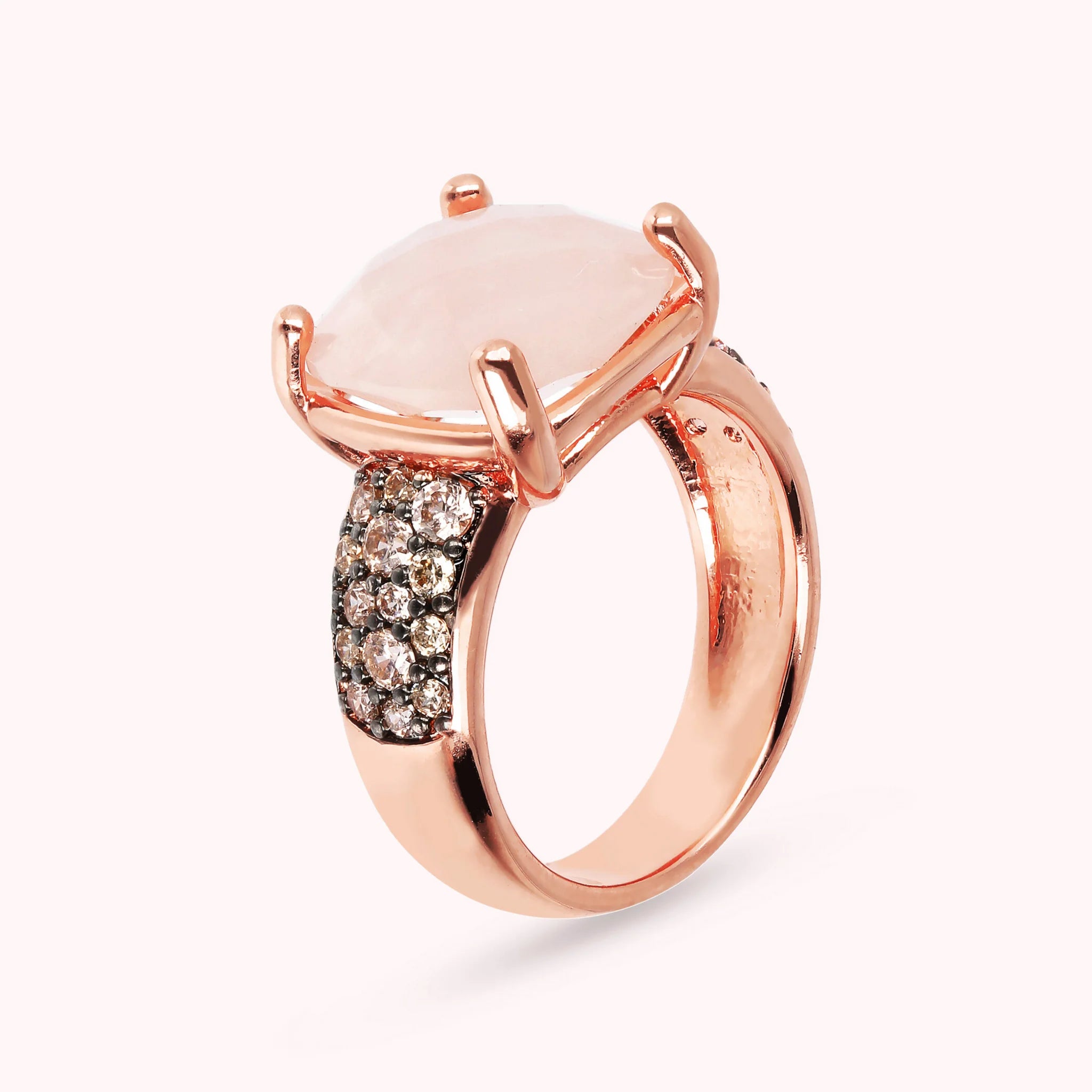 Faceted Stone and Pavé Ring