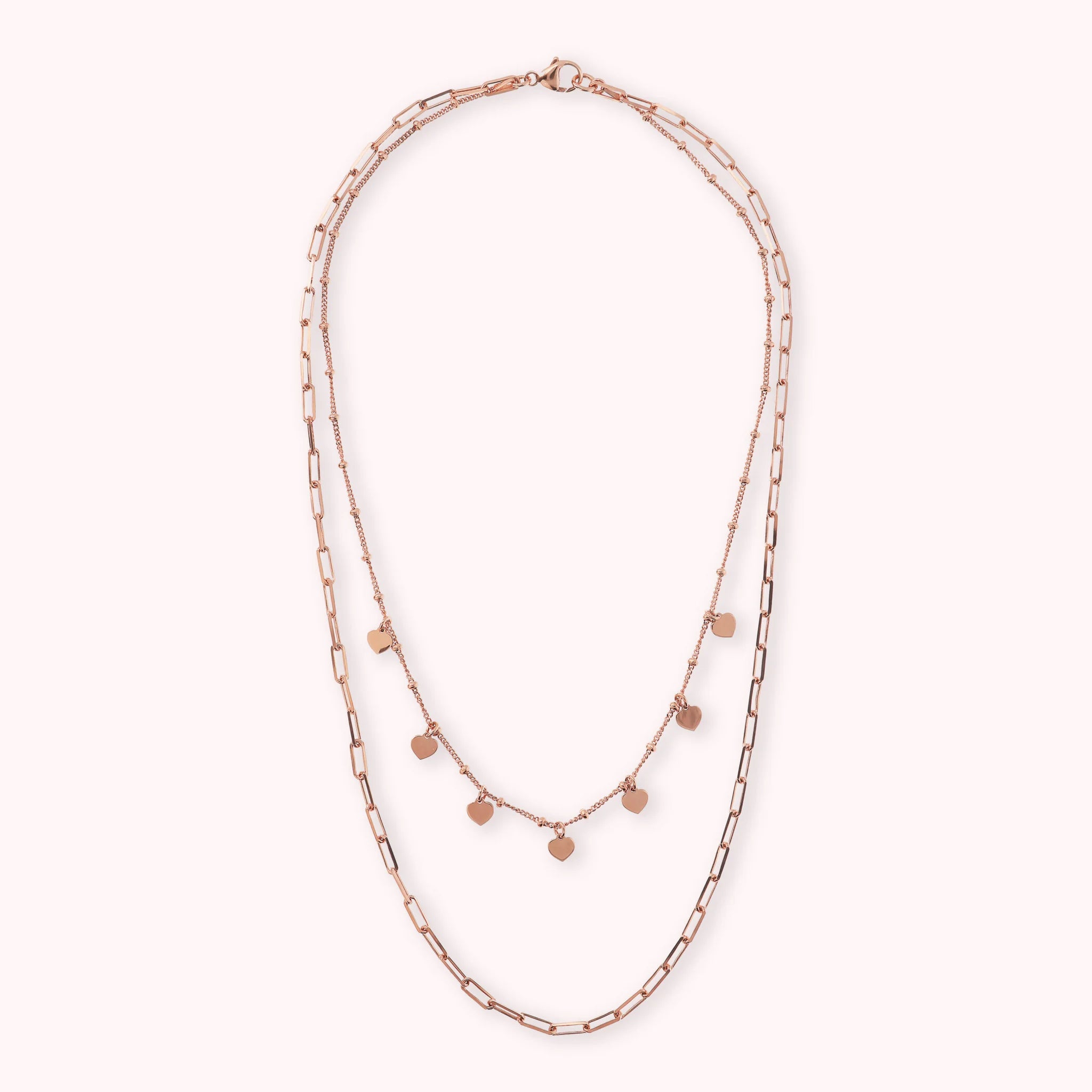 Collana Multifilo Catena Forzatina e Rosario con Charms Cuore