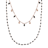 Mehrreihige Halskette mit Natursteinkugeln und Sternen